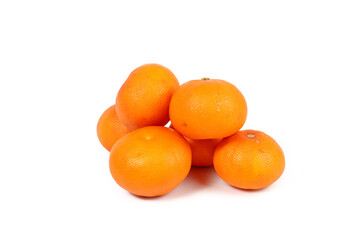 group of mandarin clementine on white background 