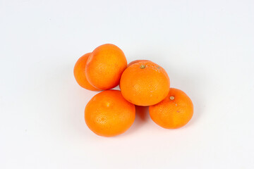group of mandarin clementine on white background 