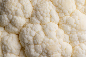 Cauliflower close up during cooking, fresh raw cauliflower