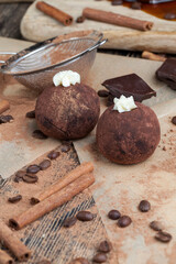 cake made of biscuit crumbs with butter cream with cocoa and sugar