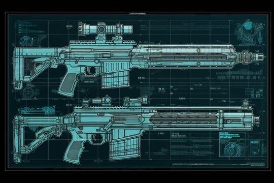 Conceptual Rifles Blueprint. Generative AI