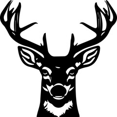 black and white vector drawing deer head with antlers