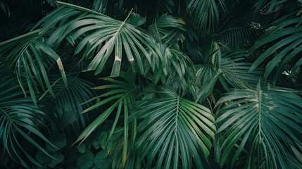 Naklejka na ściany i meble Exotic Garden Oasis: A Close-Up Look at Tropical Palm Plants and Lush Green Foliage: Generative AI