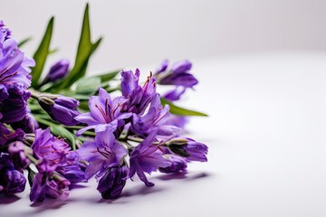 Vibrant Bouquet of Violet and Purple Flowers on a White Background, Isolated Nature Spring Blooms. Generative AI