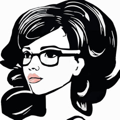 girl with air hairstyle wearing glasses vector drawing