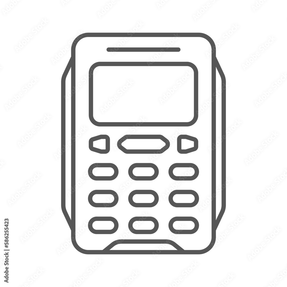 Poster bank terminal vector. pos terminal for payment by card. outline of a bank payment terminal. contactl