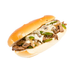 philly cheesesteak sandwich isolated on transparent background