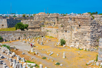 Courtyard of Neratzia Castle at Kos island in Greece