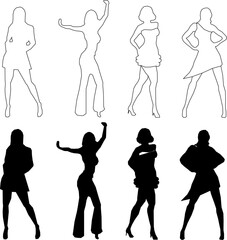 Sketch vector illustration of a professional silhouette of a dancer in the night club