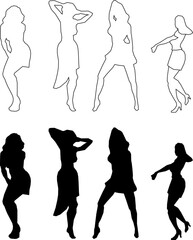Sketch vector illustration of a professional silhouette of a dancer in the night club