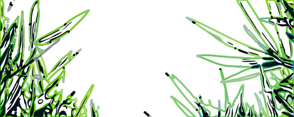 Color sketch of bamboo leaves with transparent background