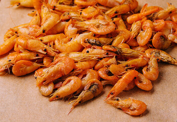 Grilled shrimps or prawns close up