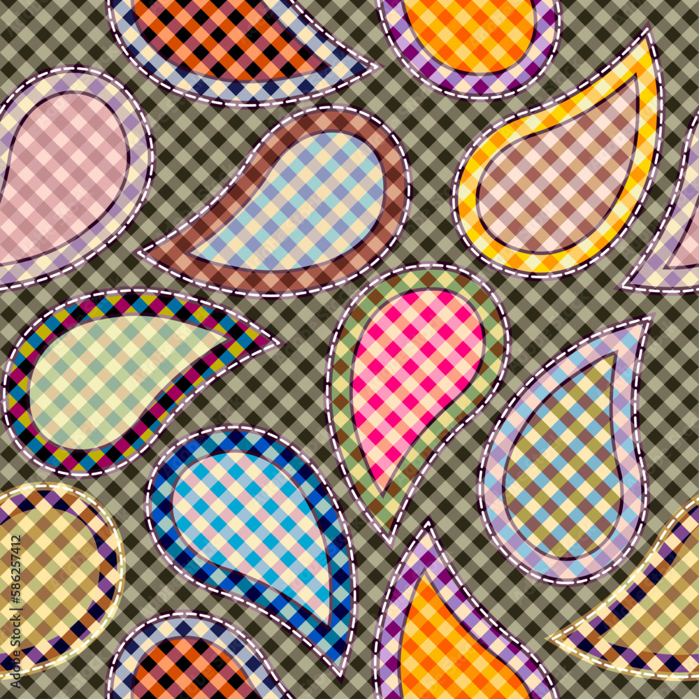 Poster Seamless vector pattern. Intersection patchwork plaid style