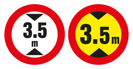 Obraz premium The movement of vehicles whose height exceeds that indicated on the sign is prohibited.