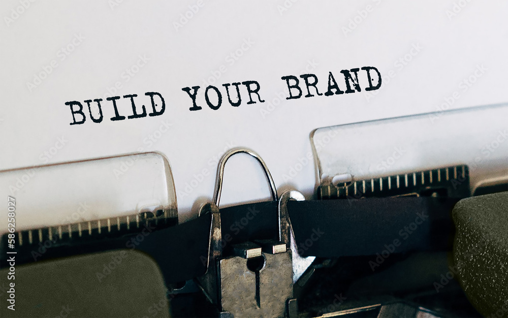 Poster text build your brand typed on retro typewriter