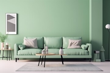 interior background cosy contemporary home loft couch sofa decor light. Generative AI.