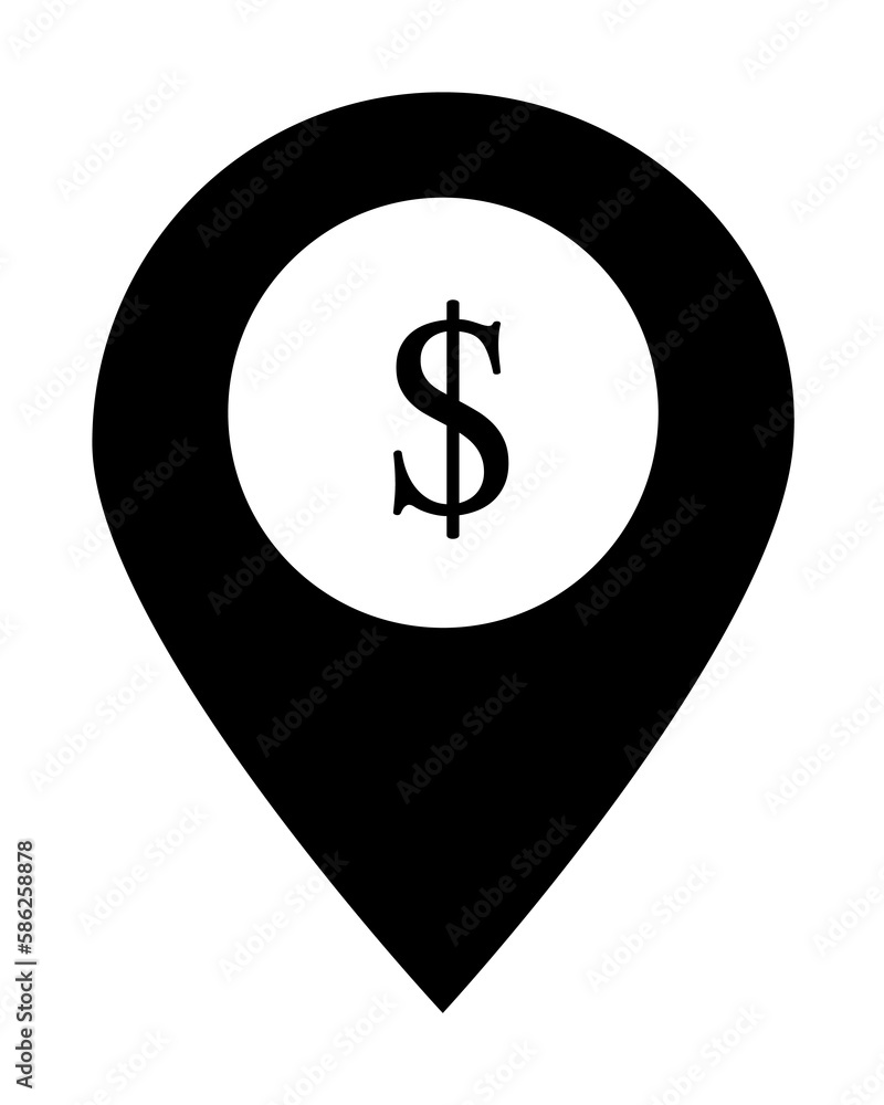 Poster bank in map pin icon. element of banking and finance icon for mobile concept and web apps. glyph sty