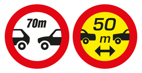 The movement of vehicles without observing the distance is prohibited.