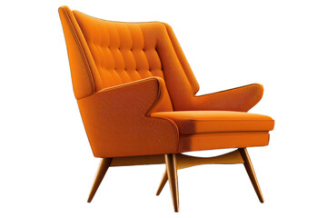 Mid Century Modern Armchair on Isolated Tansparent Background, png. Generative AI