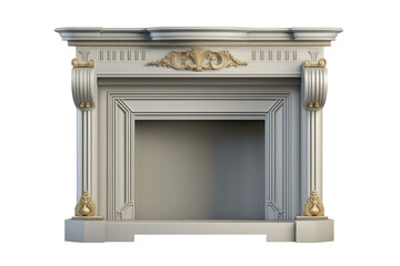 Fireplace Mantel on Isolated Tansparent Background, png mockup. Generative AI