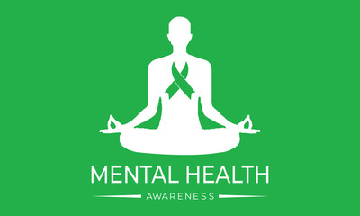Mental Health Awareness template and mat of yoga