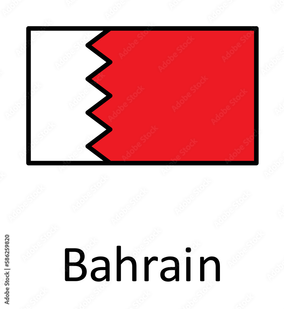 Poster national flag of bahrain in simple colors with name icon