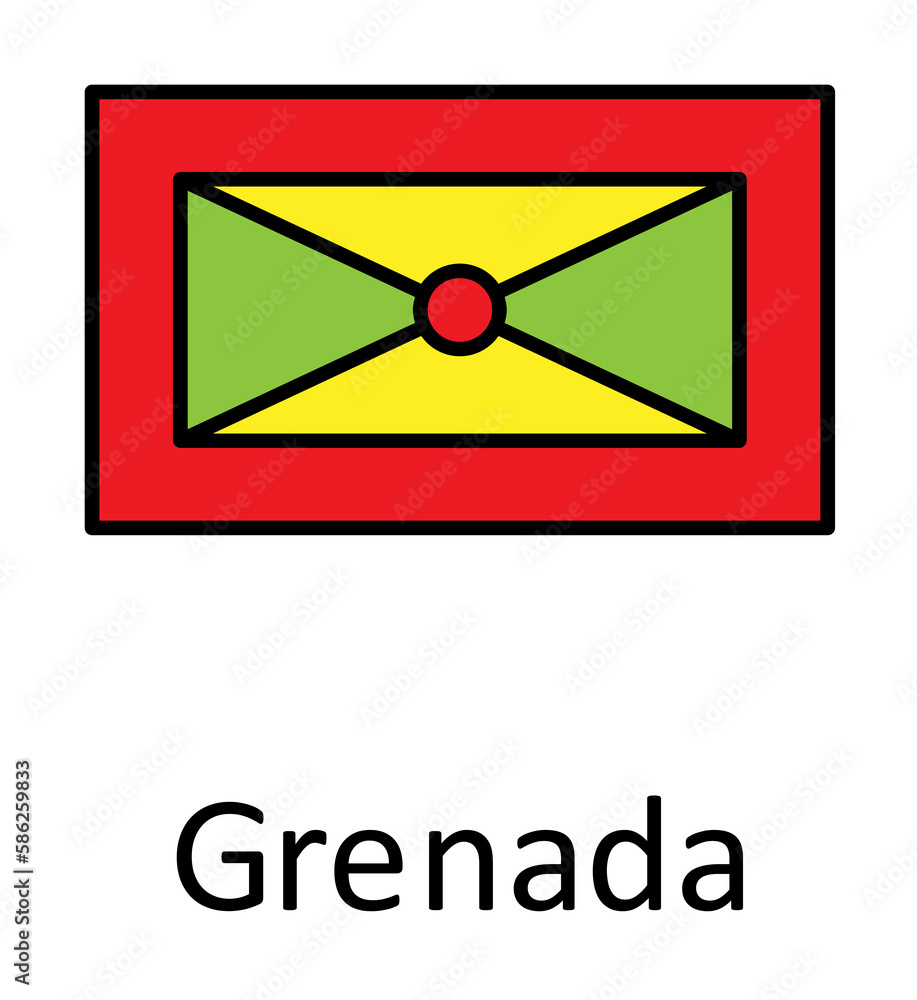 Poster national flag of grenada in simple colors with name icon