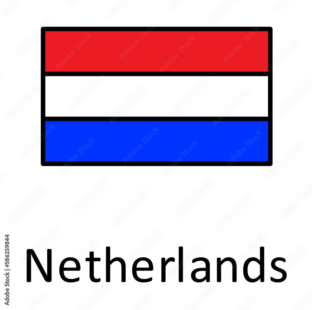 Poster national flag of netherlands in simple colors with name icon