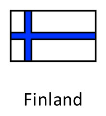 Fototapeta premium National flag of Finland in simple colors with name icon