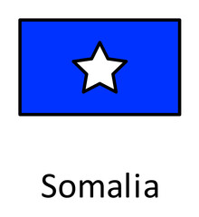 National flag of Somalia in simple colors with name icon