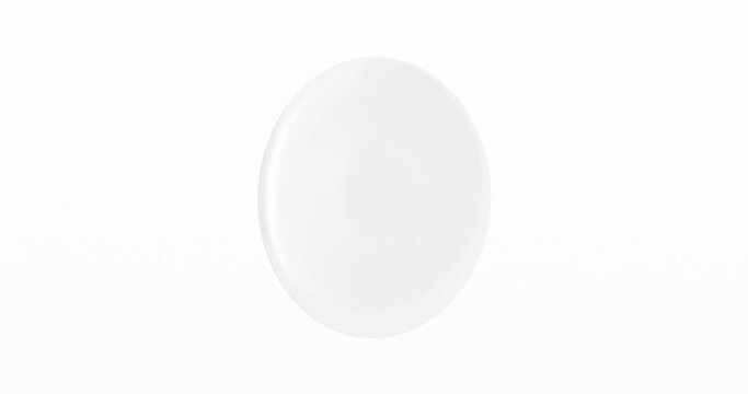 4k Resolution Video: Blank Glossy White Pin Badge of Circular Shape Icon Mockup Seamless Looped Rotating on a white background with Alpha Matte