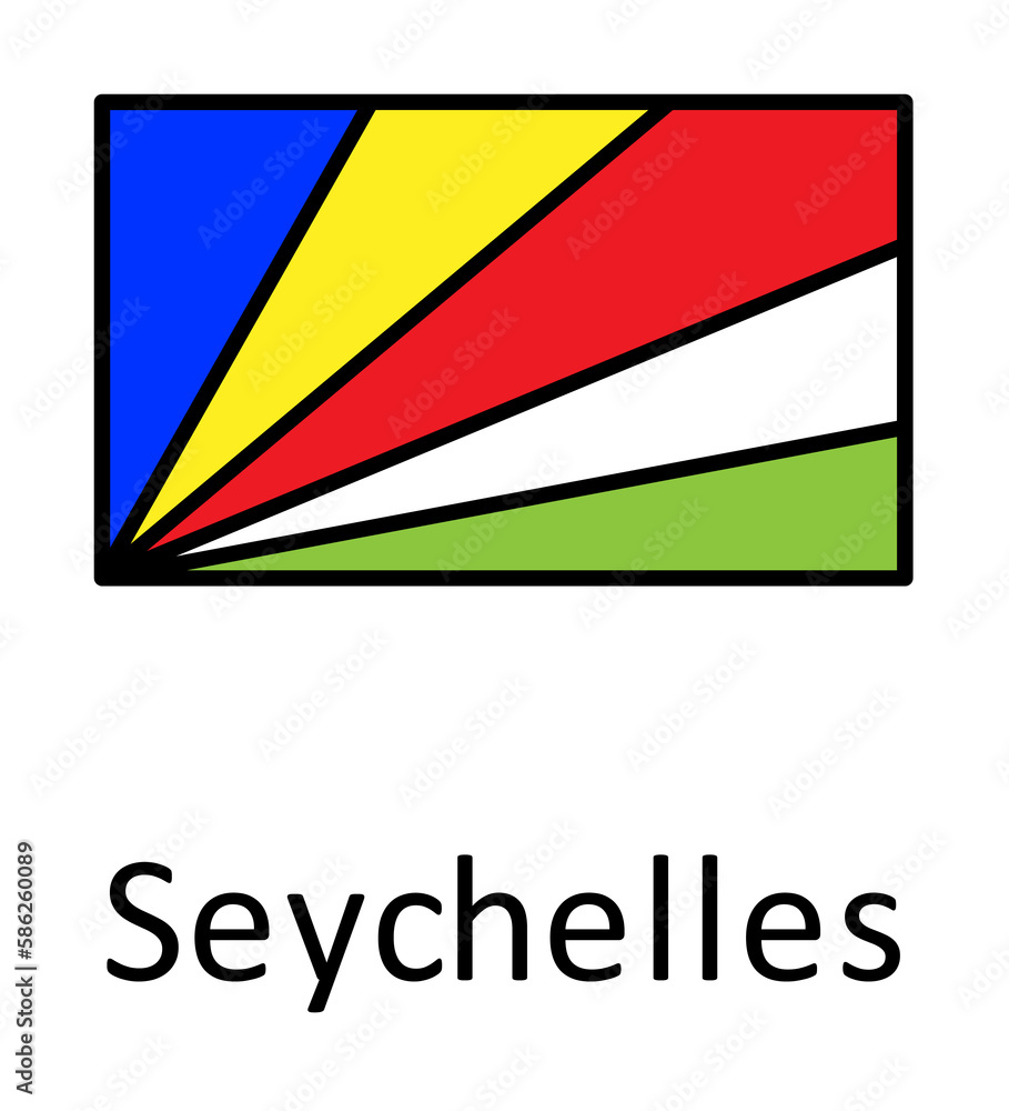 Poster national flag of seychelles in simple colors with name icon
