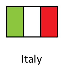 National flag of Italy in simple colors with name icon