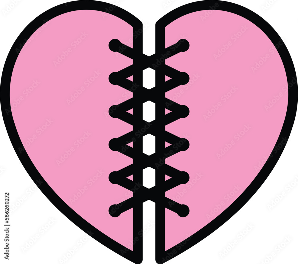 Aufkleber broken cut heart icon. outline broken cut heart vector icon for web design isolated on white backgro