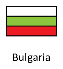 National flag of Bulgaria in simple colors with name icon
