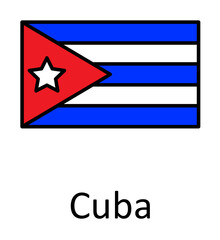 National flag of Cuba in simple colors with name icon