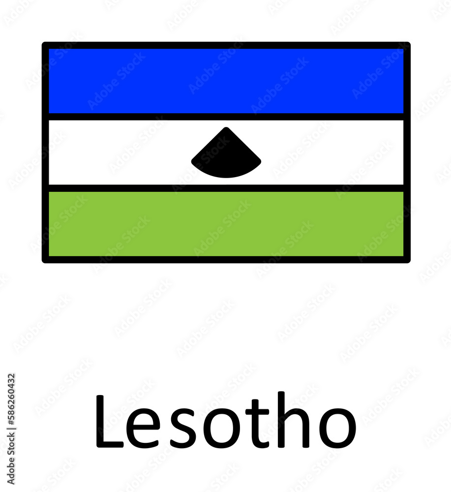 Poster national flag of lesotho in simple colors with name icon