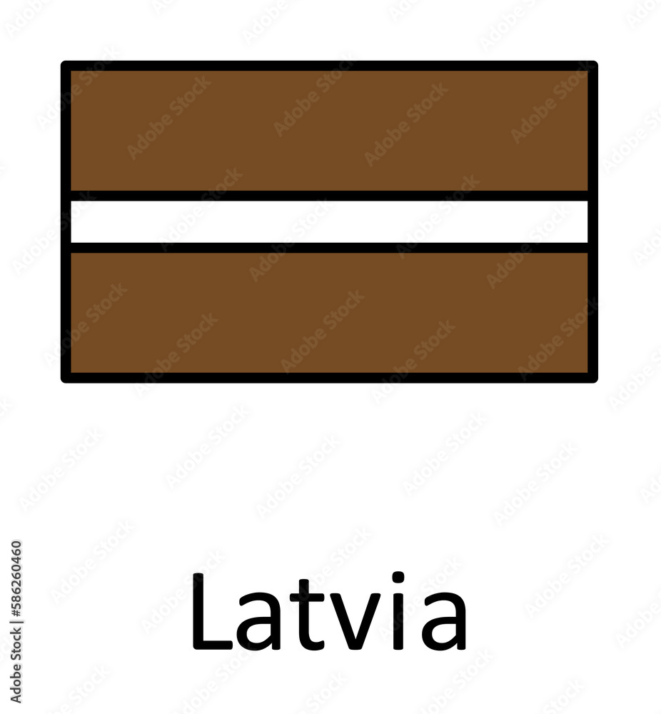 Poster national flag of latvia in simple colors with name icon