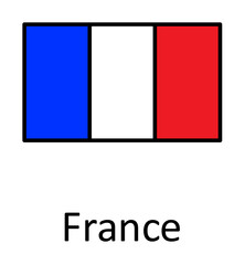 National flag of France in simple colors with name icon