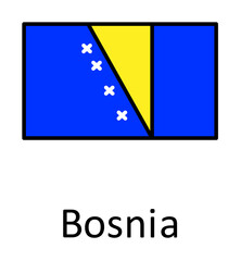 National flag of Bosnia in simple colors with name icon