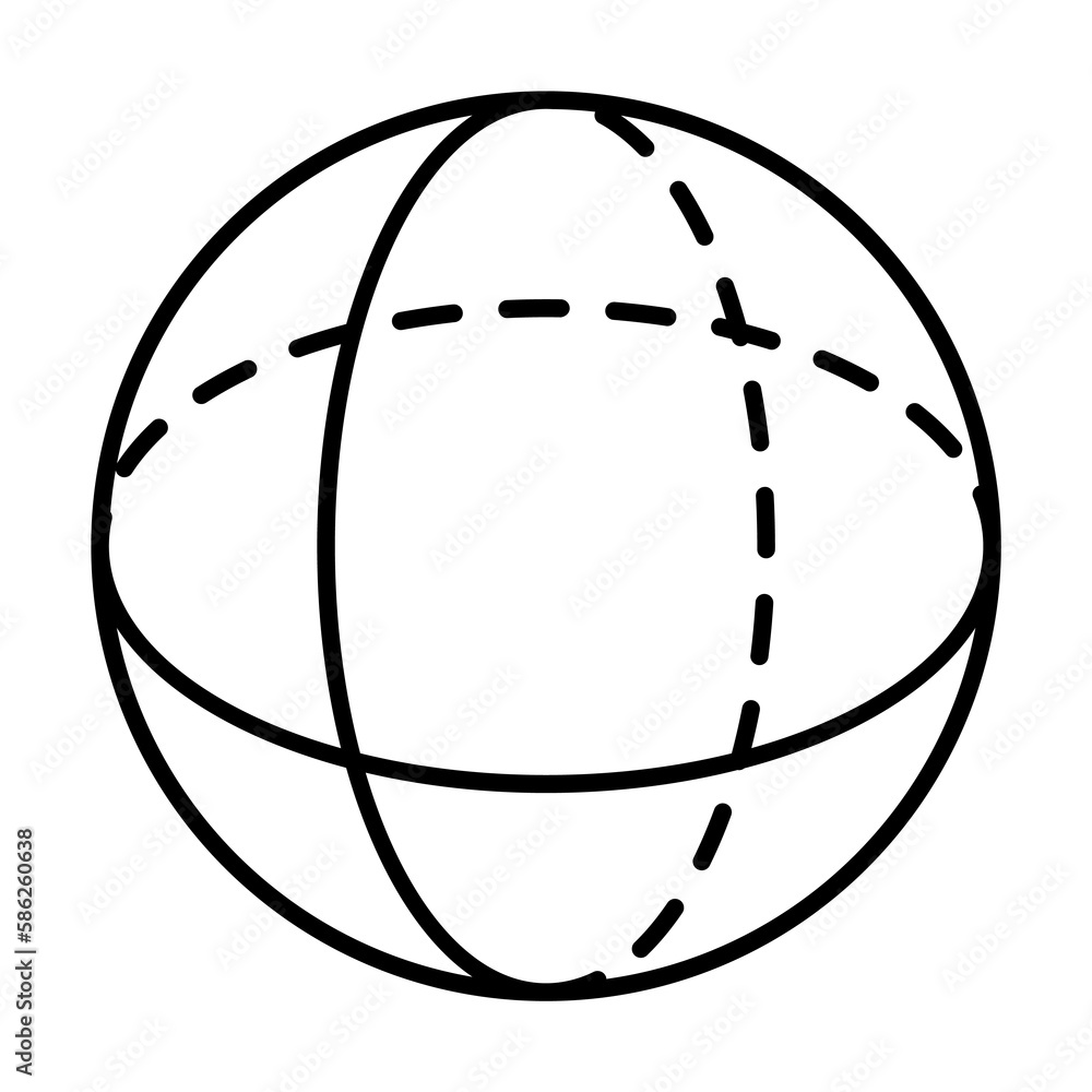 Poster geometric shapes, sphere icon. simple line, outline 3d figures icons for ui and ux, website or mobil