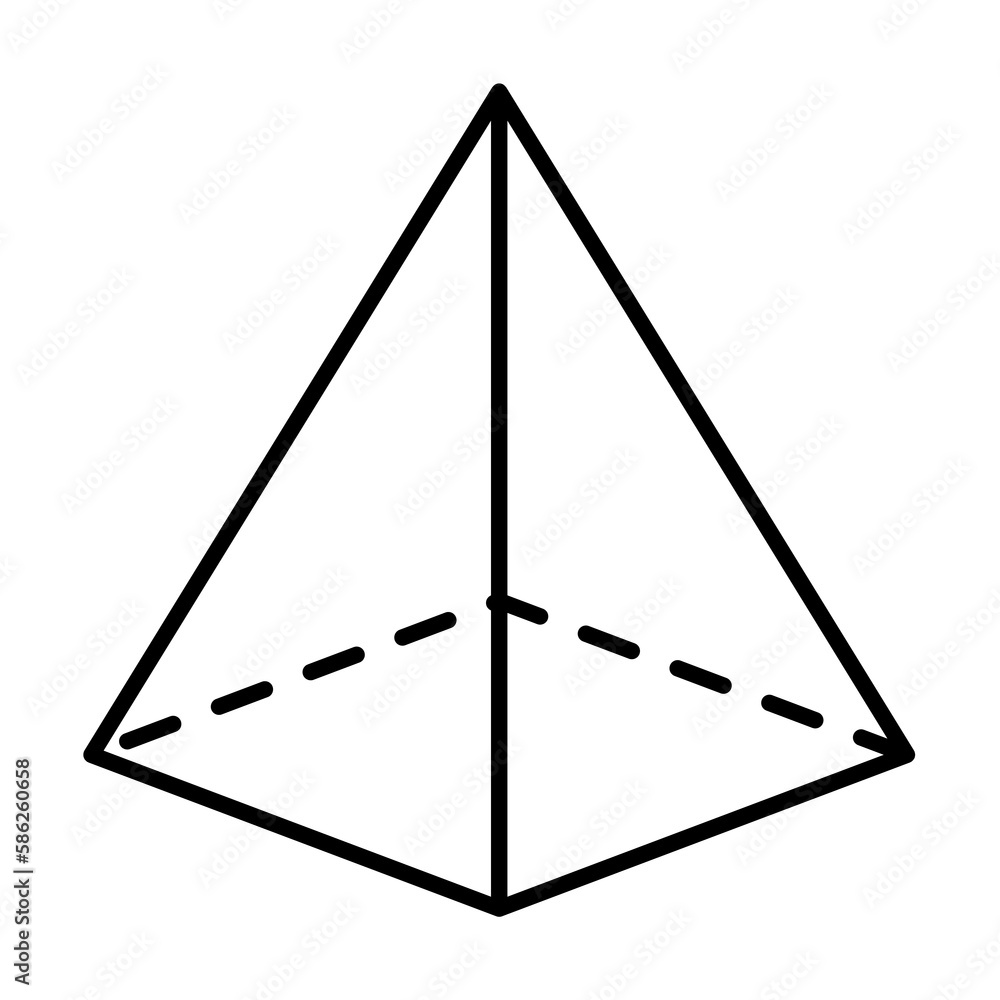 Poster geometric shapes, square pyramid icon. simple line, outline 3d figures icons for ui and ux, website 