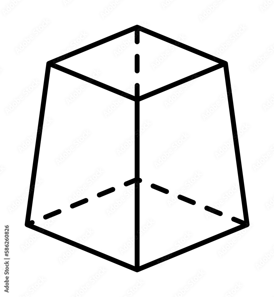 Poster geometric shapes, quadrangular prism icon. simple line, outline 3d figures icons for ui and ux, webs