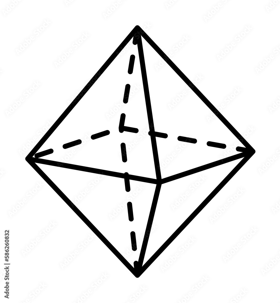 Poster geometric shapes, octahedron icon. simple line, outline 3d figures icons for ui and ux, website or m