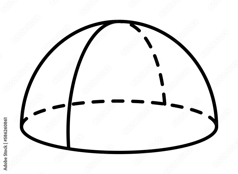 Poster geometric shapes, half sphere icon. simple line, outline 3d figures icons for ui and ux, website or 