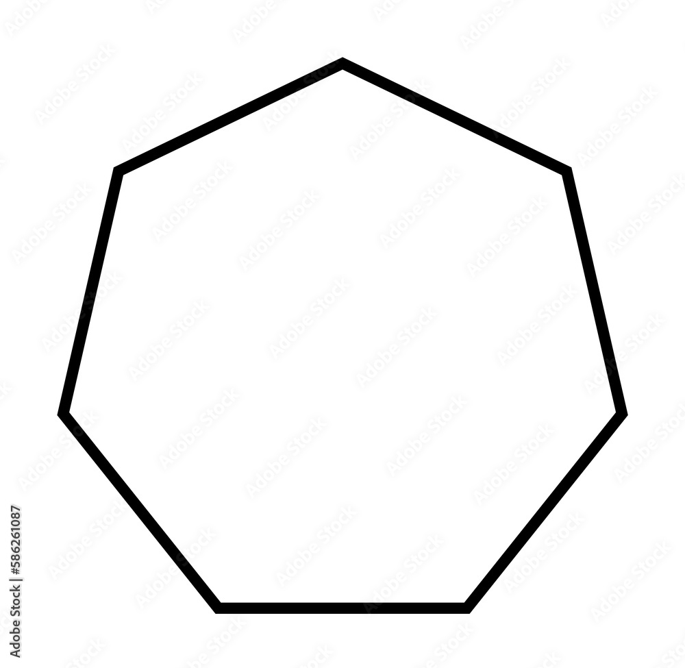 Poster geometric shapes, heptagon icon. simple line, outline 3d figures icons for ui and ux, website or mob