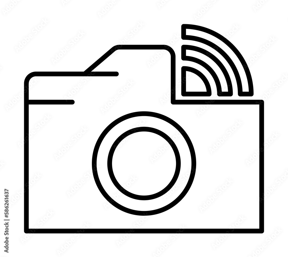 Poster camera wifi sign icon. element of image sign for mobile concept and web apps illustration. thin line