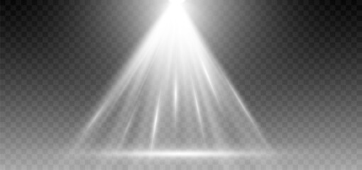 The spotlight shines on the stage. light from a lamp or spotlight. special effects on transparent background. Vector illustration