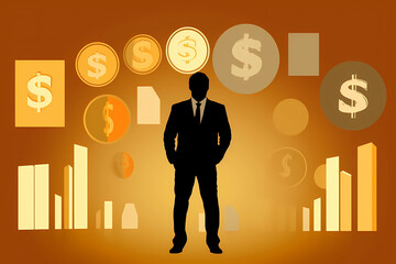 Financial Businessman Graphic Illustration. Finance Business Design Concept.