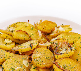 Fried potatoes with onions and garlic